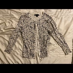 Fitted black and white patterned small cardigan